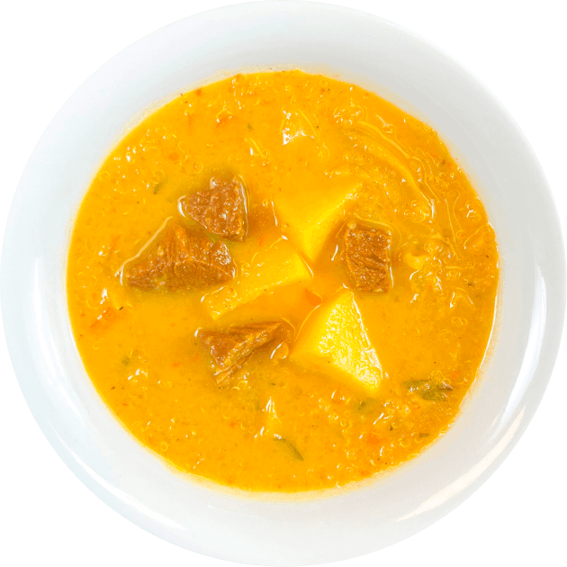 Sopa de quinoa con carne.