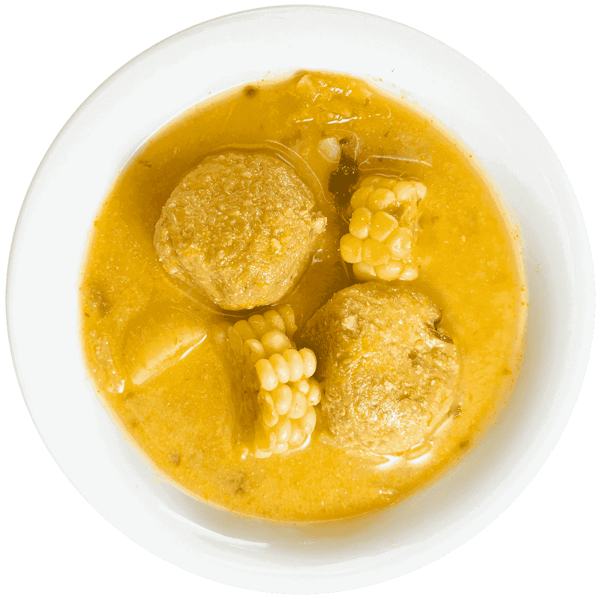 Sopa de bolas de verde.